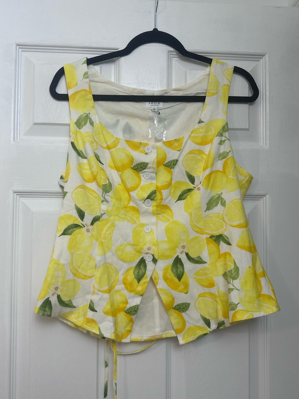 NWOT LE LIS Lemon Vest Top Size Large Tie back